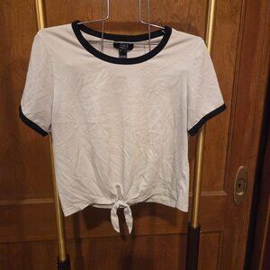 SWS Cropped White Tee with Trim